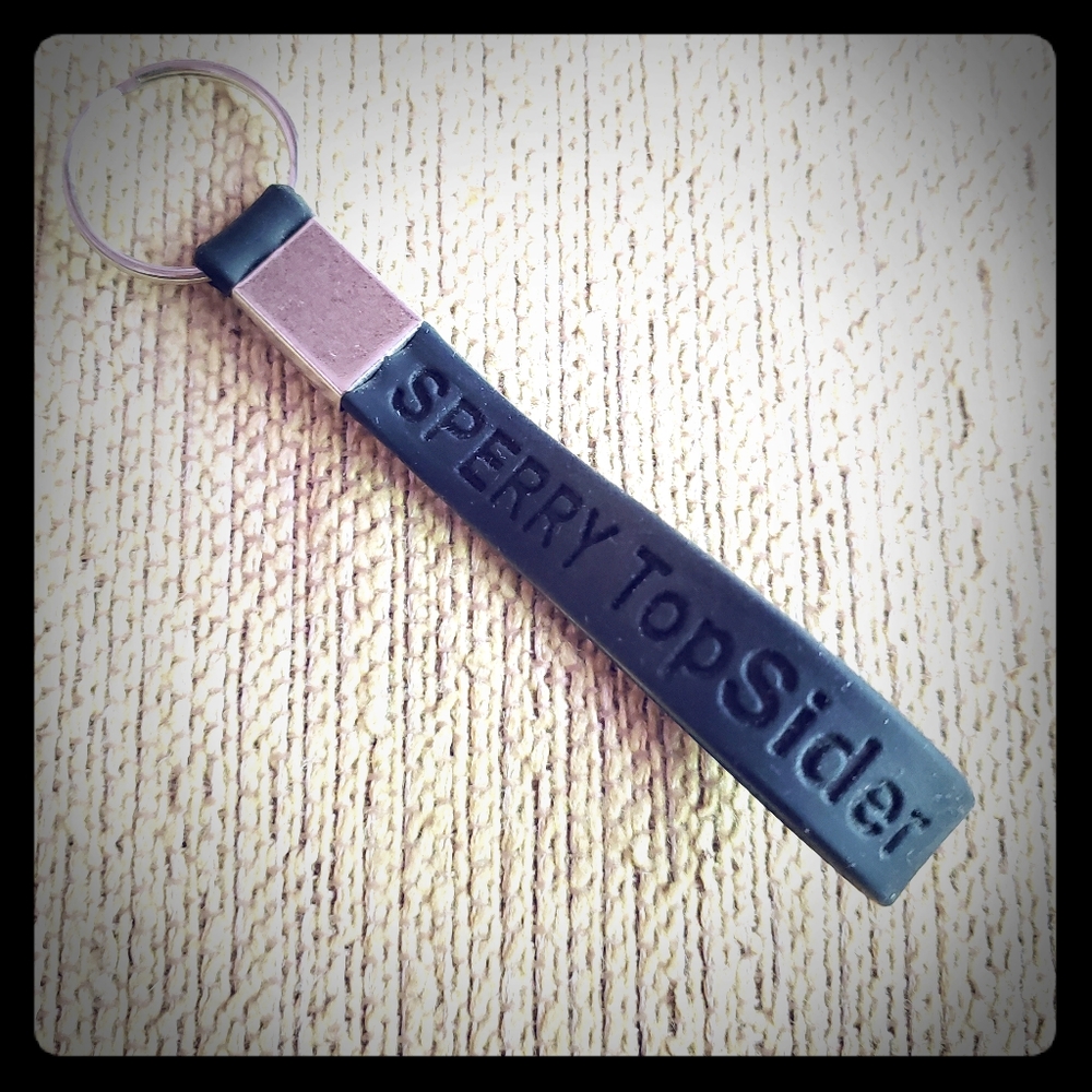 New Sperry TopSider Black Rubber Keychain